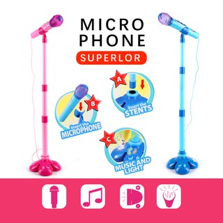 Mic hát karaoke đơn có giá đỡ Microphone Superlor (Hồng)