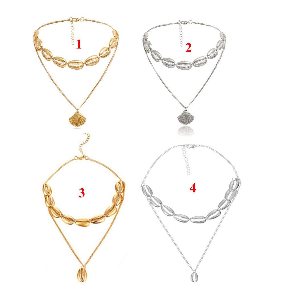 ROWANS Vòng cổ Nhiều Lớp Đính Vỏ Sò Thời Trang Mùa Hè