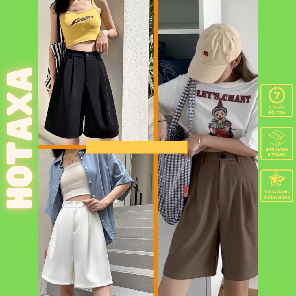 Quần Short Cạp Cao Quần Short Ống Rộng Dáng Lửng Ulzzang Siêu Xinh Siêu Đẹp
