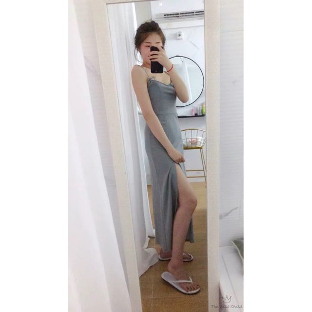 [ORDER] Đầm 2 dây xẻ đùi sang chảnh_ đầm dự tiệc ulzzang _ đầm body đuôi cá