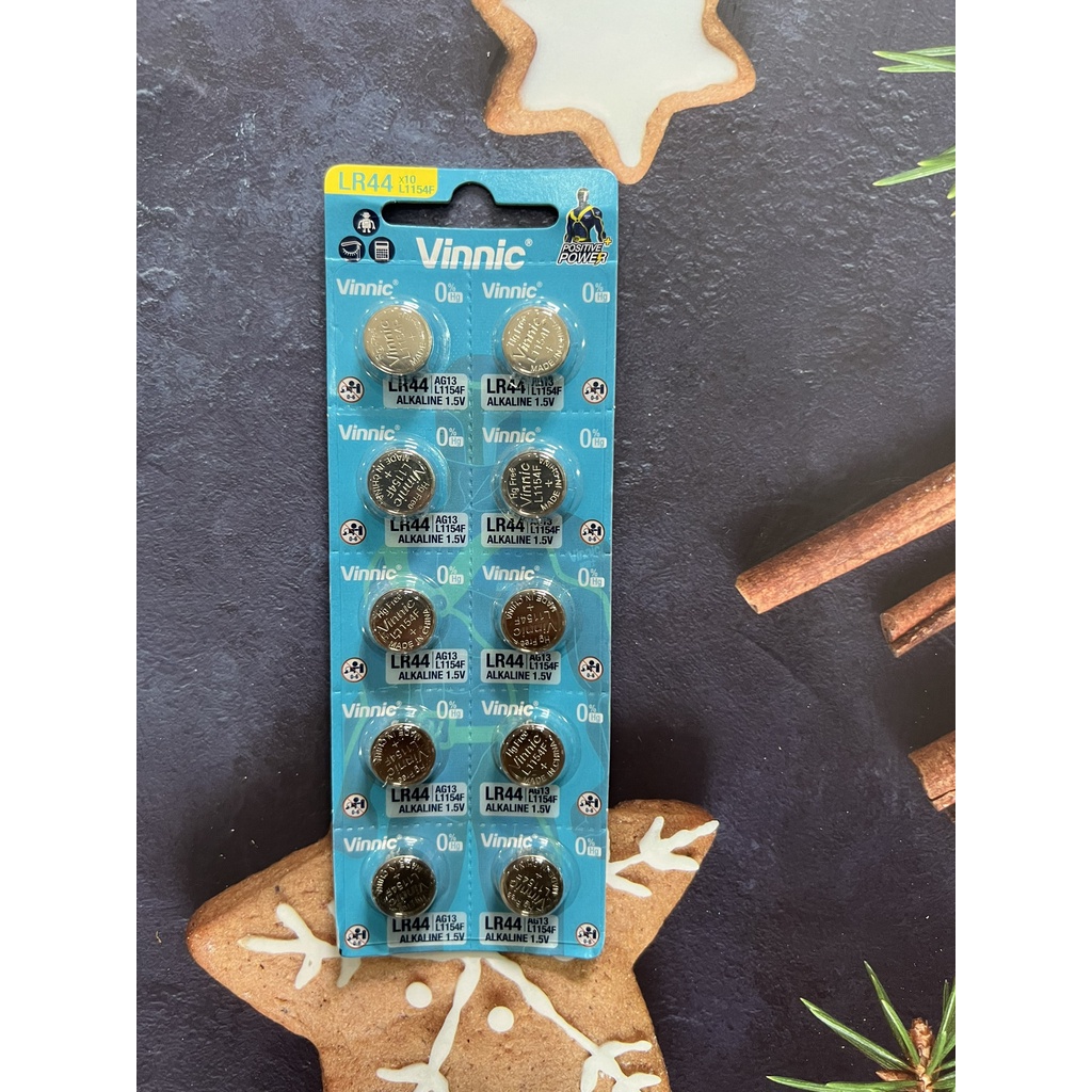 Vỉ 10 viên pin CHÍNH HÃNG VINNIC LR44 L1154F L1154 A76 AG13 1154
