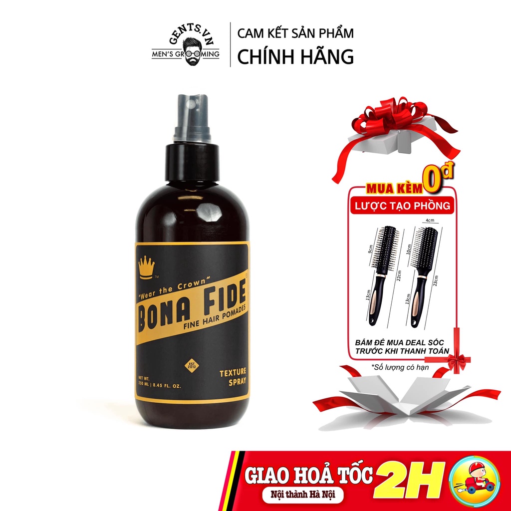 Xịt tạo phồng tóc Bona Fide Texture Spray 250ml Pre-styling xịt dưỡng và giữ nếp cho tóc