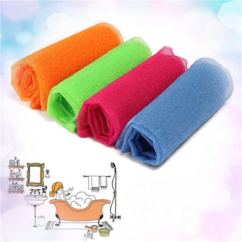Bộ 1/3/5 khăn tắm nhiều màu sắc chất liệu nylon phù hợp để tẩy tế bào chết kích thước 90 x 30cm