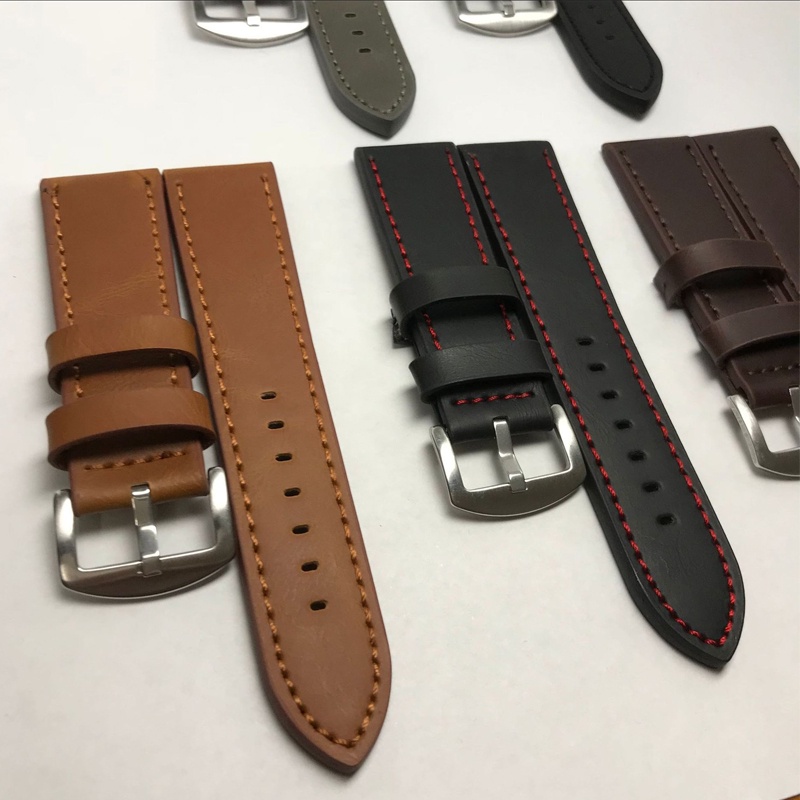Dây Đeo Đồng Hồ Thể Thao Bằng Da Mềm 18mm 20mm 22mm 24mm Phong Cách Vintage