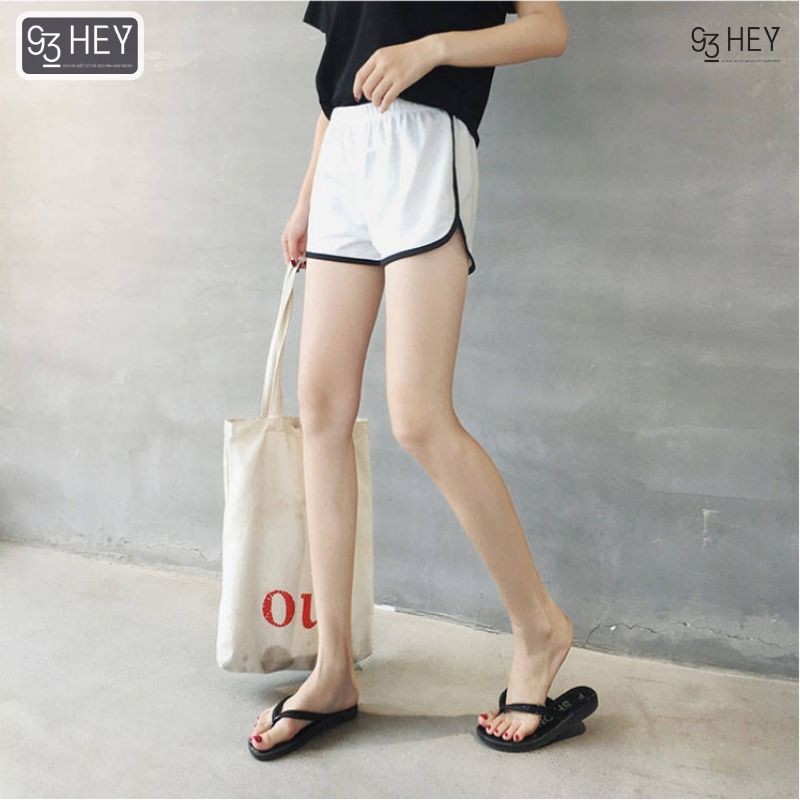 Quần Short Nữ Viền Trắng Cạp Chun Chất Thun Basic Co Giãn Siêu Dễ Chịu 93HEY QS04 | BigBuy360 - bigbuy360.vn
