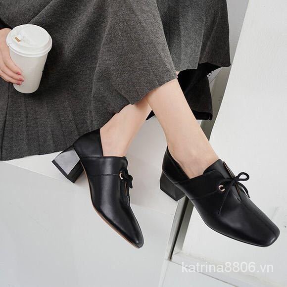 Giày Mary Jane cao gót da phong cách Hàn Quốc xinh xắn thời trang dành cho nữ