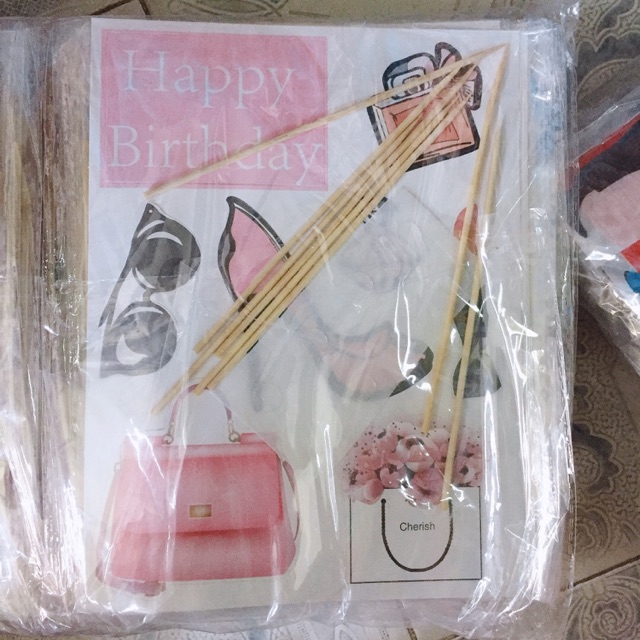 Thẻ cắm son giày kính trang trí bánh kem( Giá 1 set)