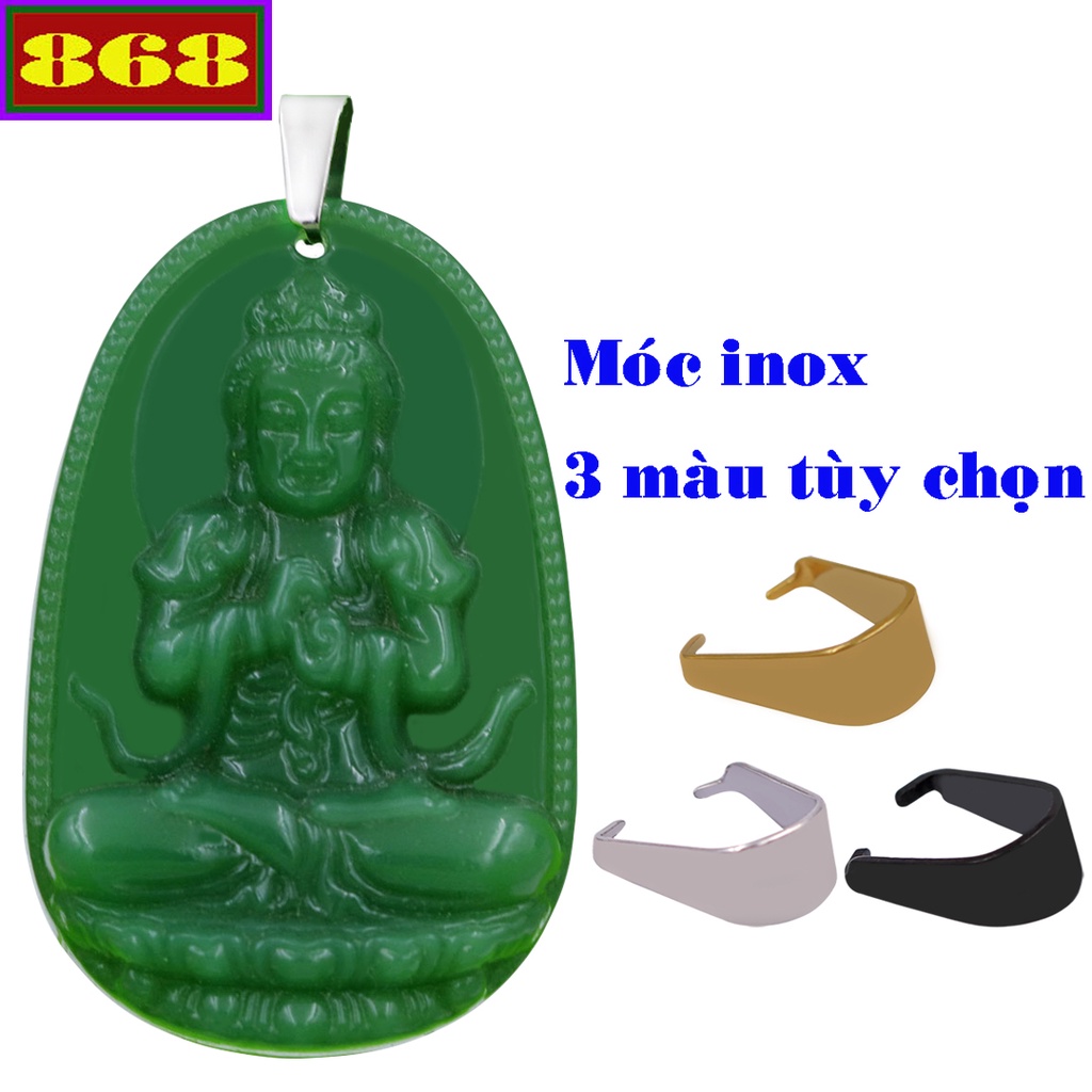 Mặt dây chuyền Phật Hộ mệnh 12 con Giáp Đá Xanh lá - Nhiều Size phù hợp cho nam và nữ - Tặng kèm móc inox