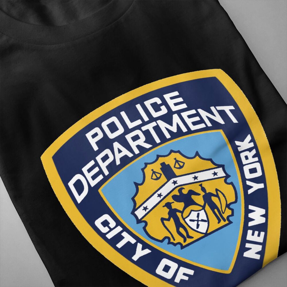 YAOTING Navy Blue Nypd Embroidered Logo Patch Ny Police Dept Nyc Men's round neck T-shirt, breathable, suitable for jogging pants, fitness training pants, black