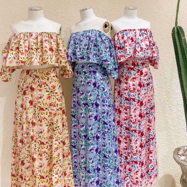 SET TRỄ VAI HỌA TIẾT HOA