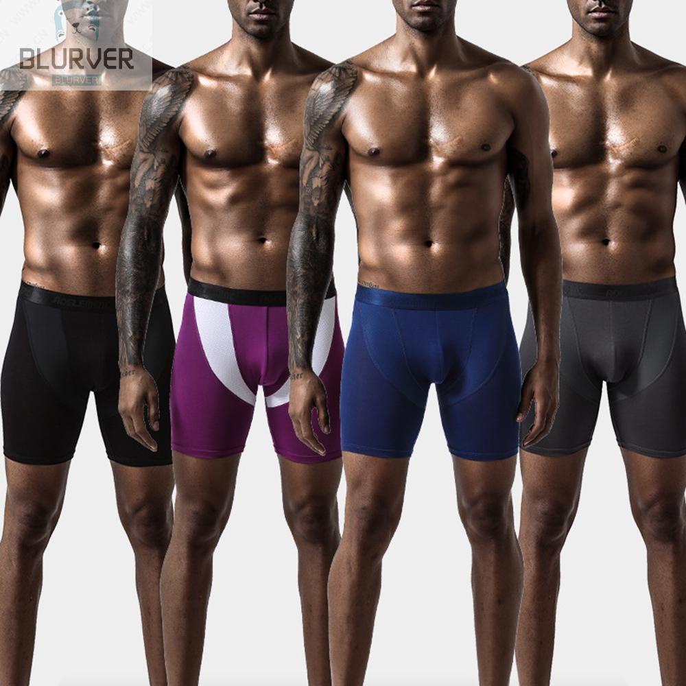 BLURVER~Mens Boxer Briefs Soft Stretchy Long Leg Workout Fitness Underwear Plus Size#blueriver