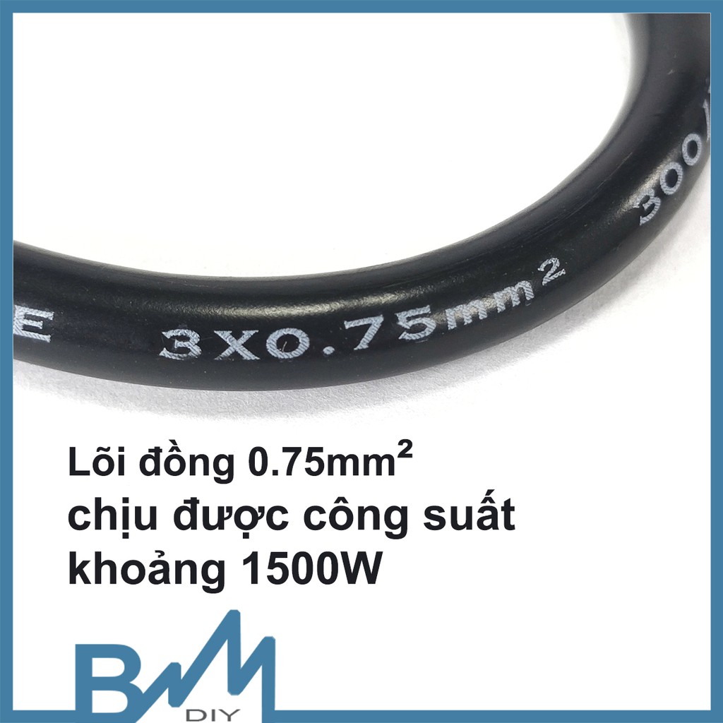 Dây nguồn 300V 3x0.75mm2 dài 1.5 mét