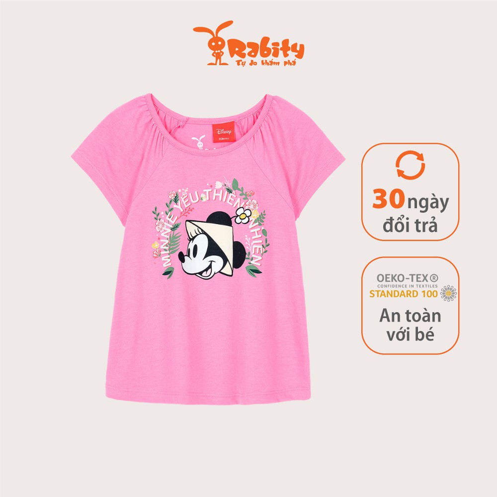 Áo thun bé gái ngắn tay Rabity chất cotton hình chuột mickey và minnie dễ thương 5543.5559