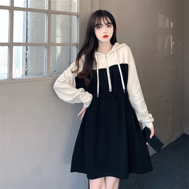 Đầm hoodie PERTY mini phong cách Hong Kong Hàn Quốc thời trang mùa thu 2023 mới dành cho nữ