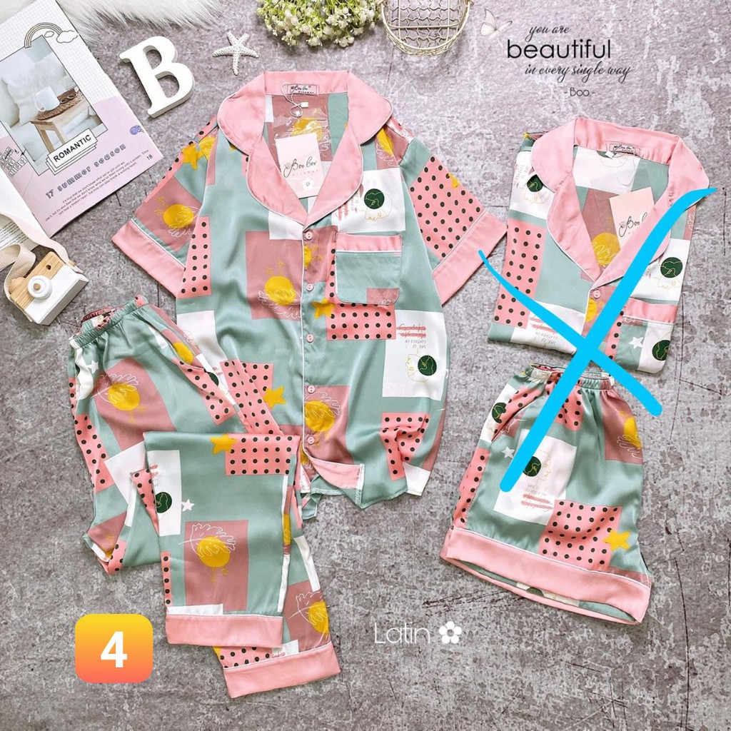 [40-60kg] Đồ ngủ pijama lụa, chất LỤA SATIN CAO CẤP, kiểu tay ngắn quần dài, chất vải đẹp, mát, ít nhăn, không xù | BigBuy360 - bigbuy360.vn