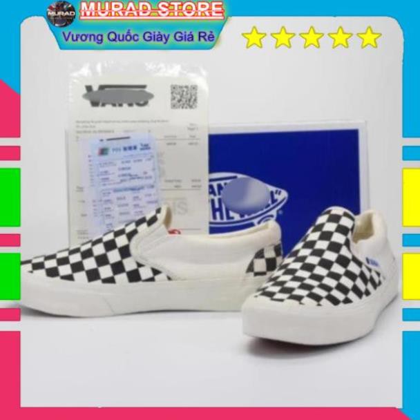[TẶNG TẨY VỆ SINH+TẤT] GIÀY THỂ THAO SNEAKER V A N S  caro trắng đen slipion full box VRT8 | BigBuy360 - bigbuy360.vn