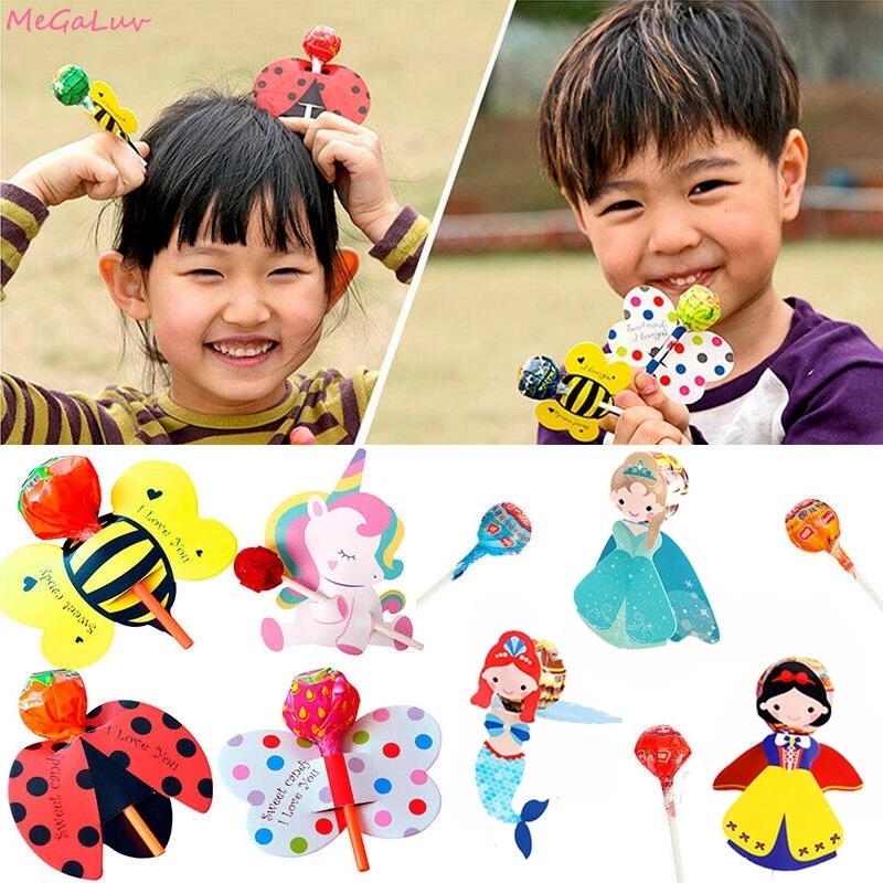 Set 50 Thẻ Kẹo Mút Chủ Đề Côn Trùng Bọ Rùa Bướm Quà Tặng Sinh Nhật Cho Bé