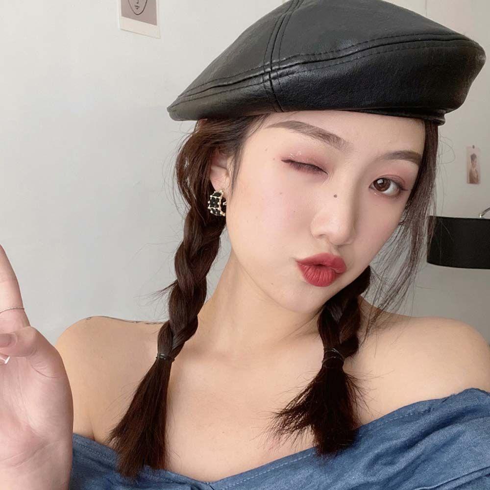 Khuyên Tai Vòng Tròn Nhỏ Bện Dây Thanh Lịch Phong Cách Vintage Hàn Quốc