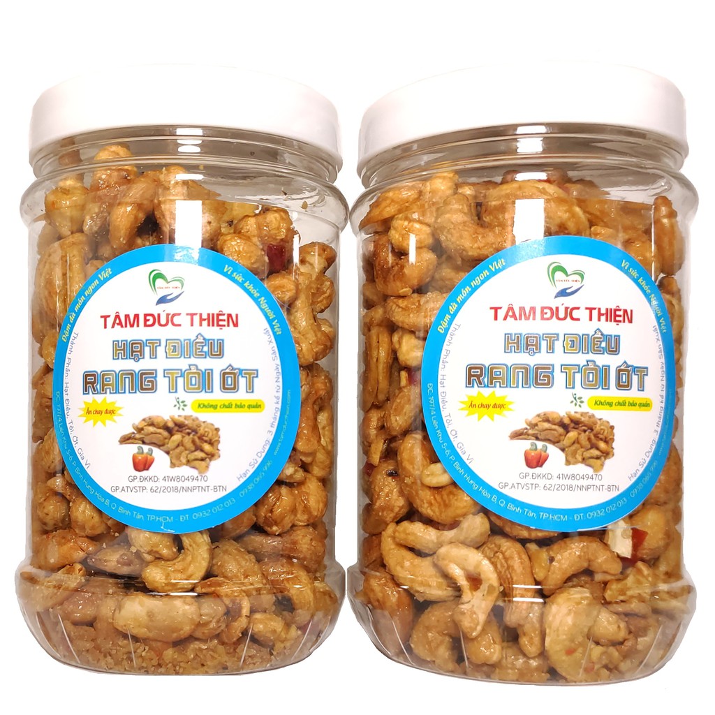 [Tặng 1 Hộp Đậu]Combo Nửa KG Hạt Điều Rang Tỏi Ớt[Nguyên Liệu Sạch]Tâm Đức Thiện(2 x Hộp 250GR)