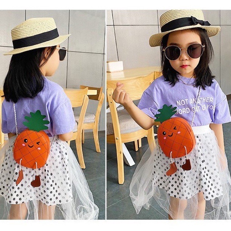 Túi đeo chéo dễ thương hình QUẢ DỨA phong cách Hàn Quốc cho bé gái TX01