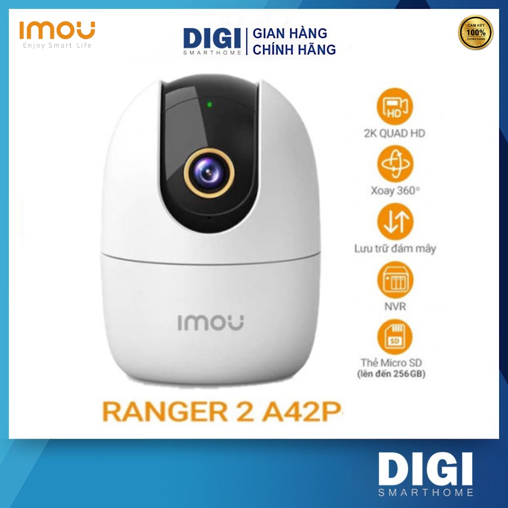 Camera Wifi IMOU Trong Nhà A42P 4MP 2K, Ranger 2 SE, A22EP 2MP 1080P, Xoay 360 độ, Đàm Thoại 2 Chiều - BH 2 Năm