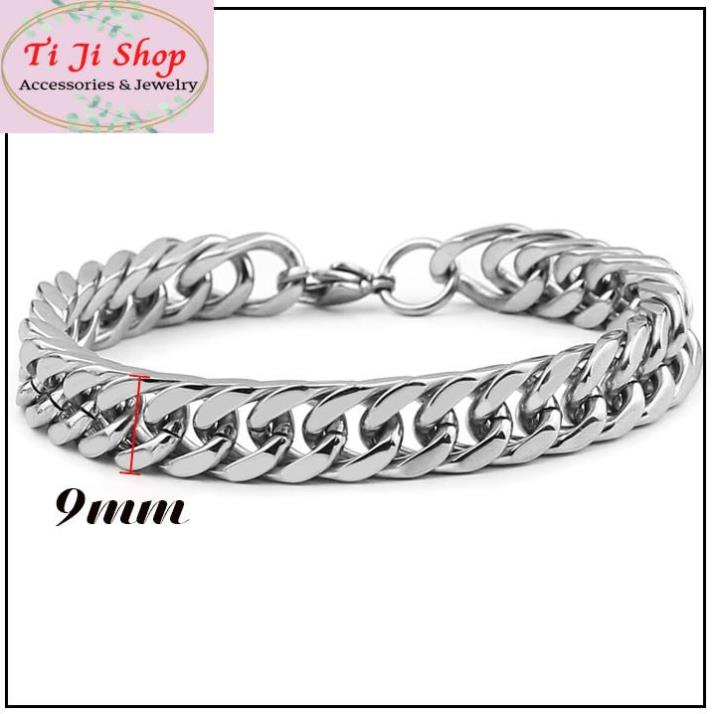 Lắc tay nam kiểu lặc đôi 9mm trắng sáng, siêu đẹp, không đen, không gỉ, chuẩn thời trang