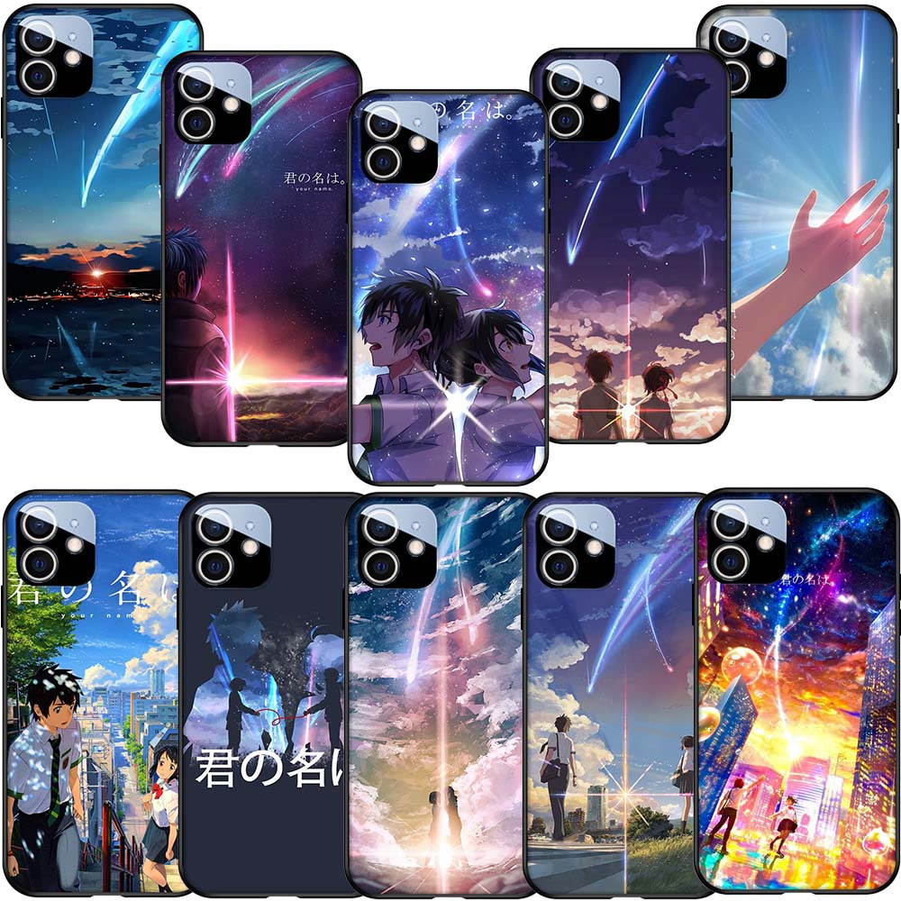 Apple Ốp Điện Thoại Silicon tpu Mềm Viền Đen Hình anime your name Cho iphone 5 5s 6 6s 7 8 + x se 2020 sl50