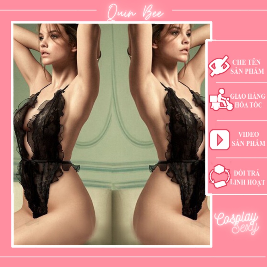 Bộ Đồ Lót Ren 1 Mảnh Buộc Dây Hở Lưng Gợi Cmar - R505 - Bodysuit Ren Siêu Sexy - QUIN BEE