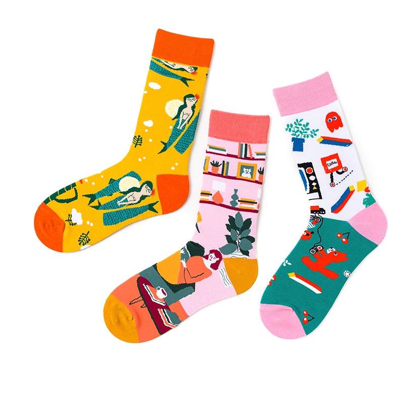 Vớ cotton WAFNHA D303 thiết kế thời trang phong cách unisex