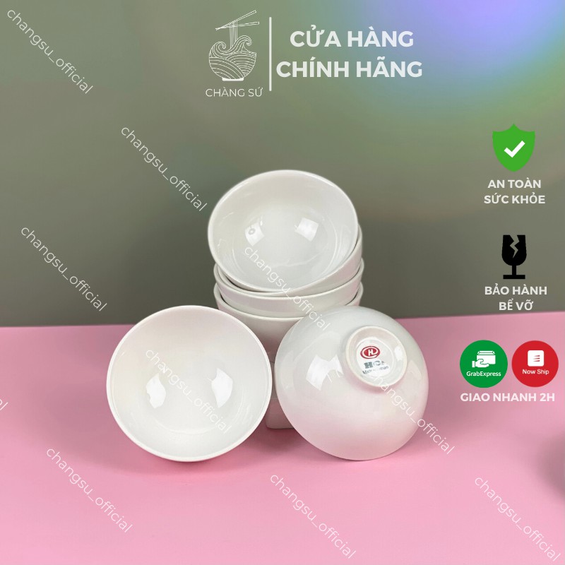 bộ bát nước chấm gia vị 6 bát sứ nhỏ trắng trơn  - Chàng Sứ B6HC03B