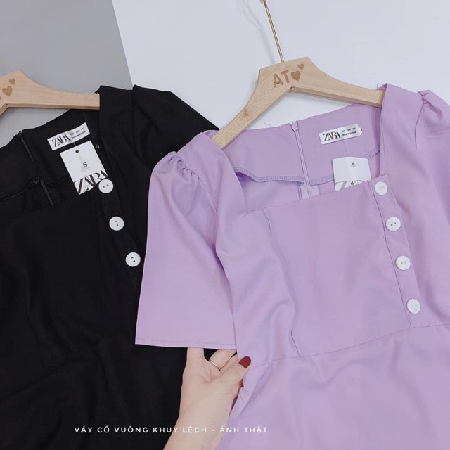 Váy cổ vuông phối cúc | BigBuy360 - bigbuy360.vn