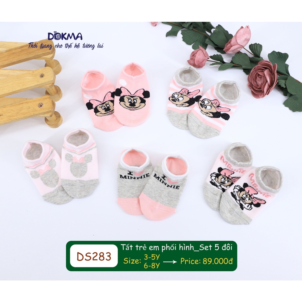 DS283 Set 5 đôi tất cổ ngắn Dokma thu đông cho bé (3-8T)