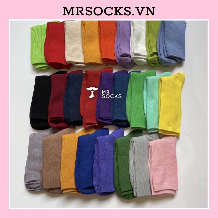 Vớ Trơn Cao Chun Tất Trơn Dài Nhún Style Hàn Quốc Cotton Kháng Khuẩn Freesize Nam Nữ MRSOCKS - VC012
