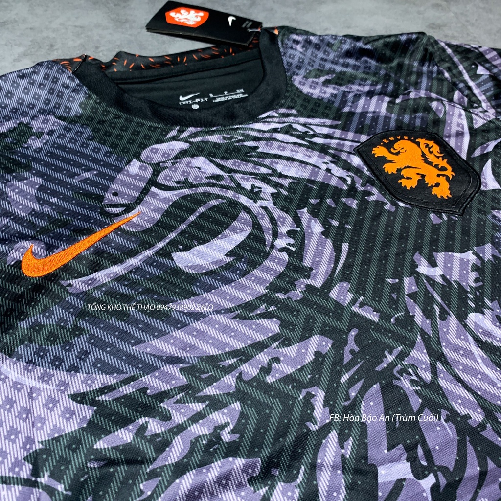 Áo Bóng Đá Tuyển Hà Lan 2023 Màu Đen Họa Tiết Rồng 3D - Vải Thái Chuẩn Áo Thi Đấu