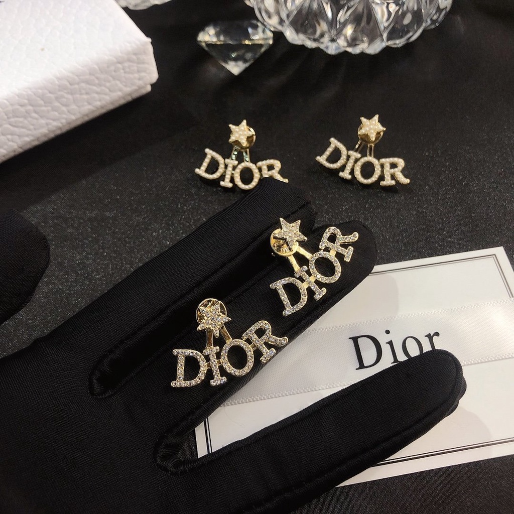 Khuyên Tai Tròn Khắc Chữ Dior Bằng Thép Titanium Thời Trang Cho Nữ