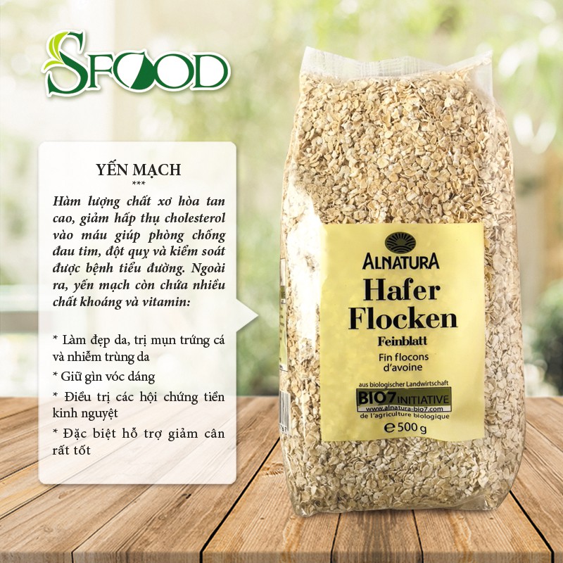 Yến Mạch Hafer Flocken gói 500gram đạt tiêu chuẩn hữu cơ Châu Âu