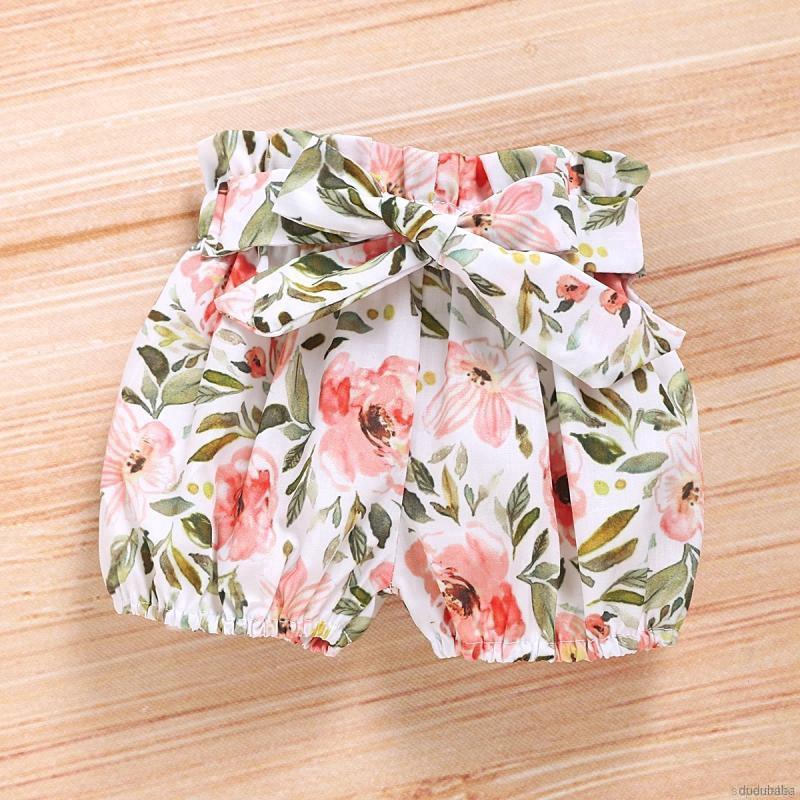 Set Áo Liền Quần &amp; Quần Dài &amp; Băng Đô Quấn Đầu In Hoa Cho Bé Gái