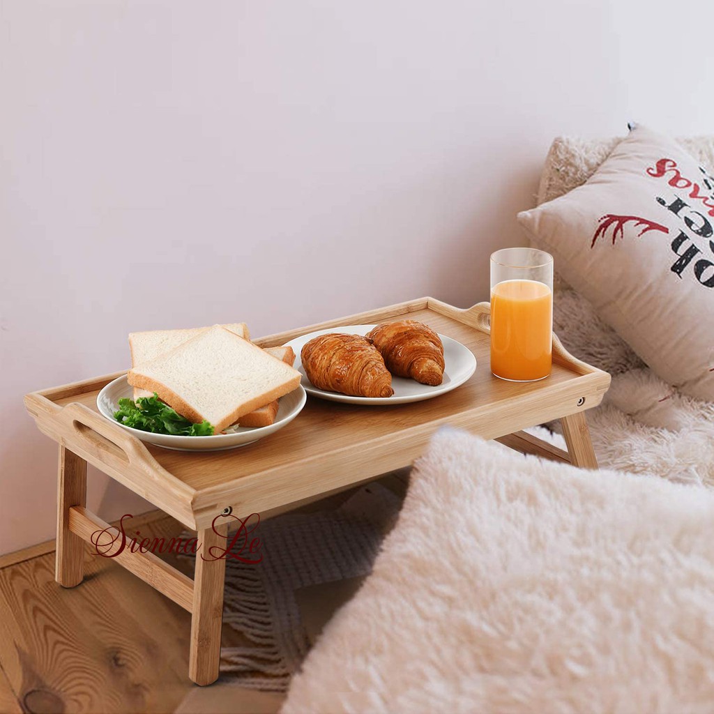 Sienna Le Bàn Ăn Mini Chân Gấp Gọn, Khay Đa Năng, Bàn Ăn Sáng Trên Giường, Bàn Ăn Di Động, Tiện Lợi - 50x30x20 cm