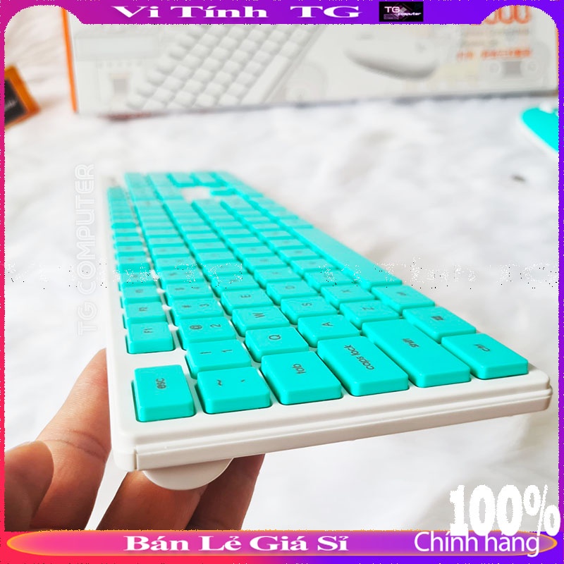 Bàn phím chuột không dây gaming xanh hồng mỏng dễ thương giá rẻ WQ CBKDT2000