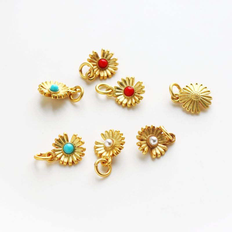 Mặt Dây Chuyền Hình Hoa Hướng Dương Mạ Vàng 18K 9mm diy