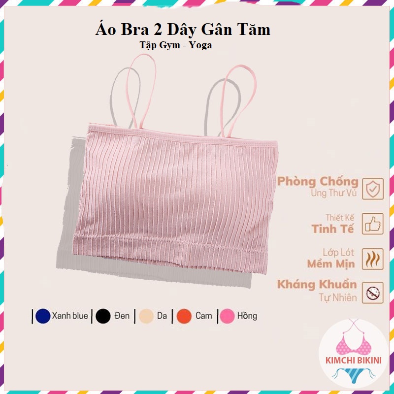 áo bra 2 dây thun gân tập gym yoga thể thao sexy KIMCHIBIKINI lót nữ cotton đệm mỏng không gọng big size AL028