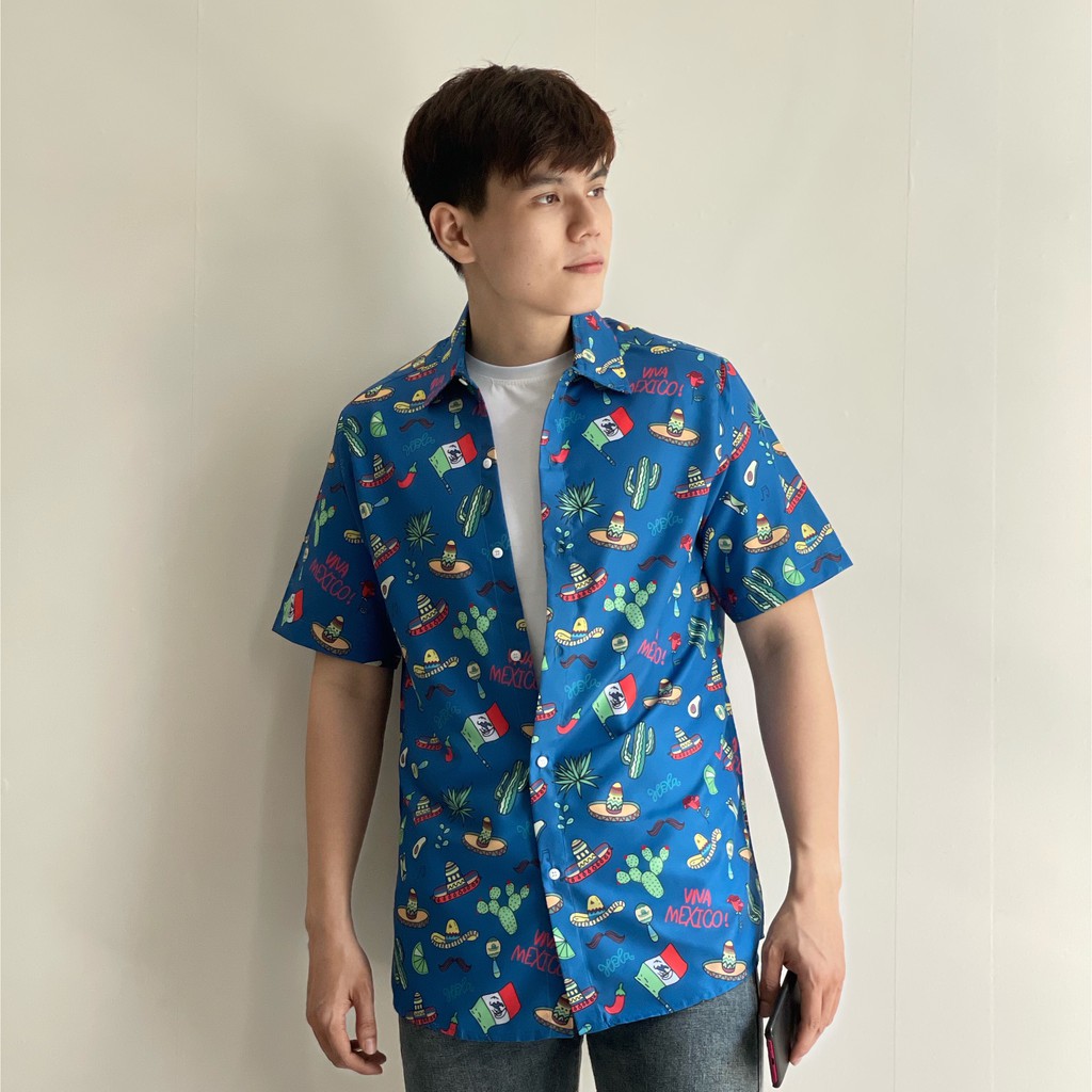 ÁO SƠ MI NAM FORM RỘNG HOẠ TIẾT HOA LÁ CỰC ĐẸP , TƯƠI TẮN