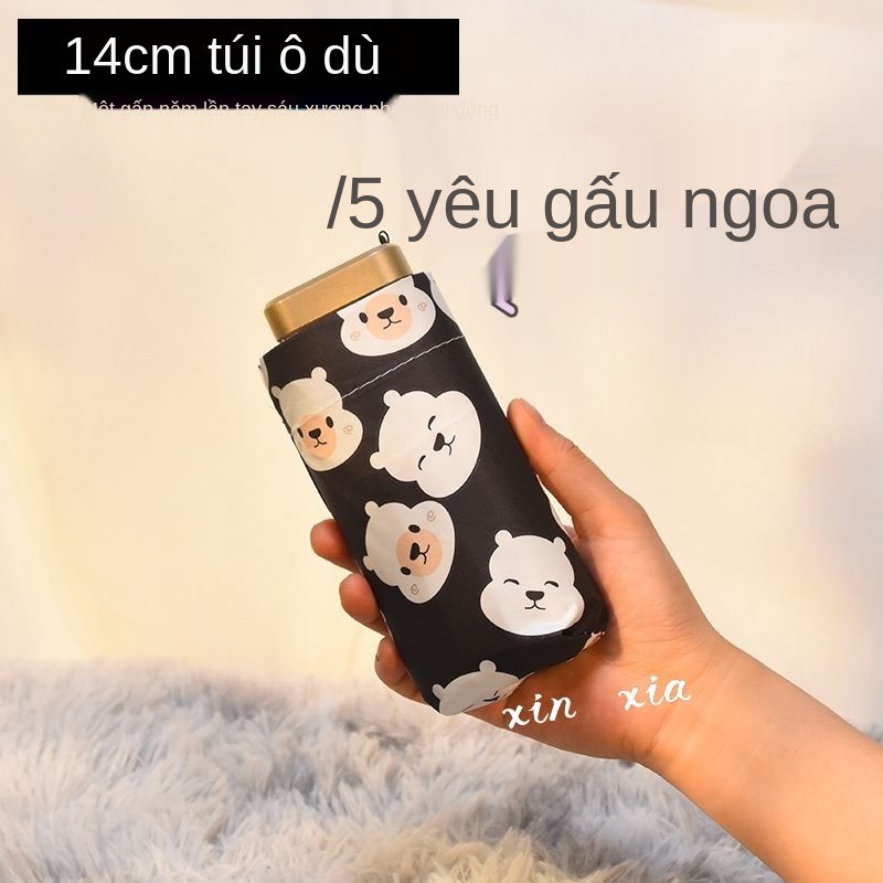 ins Ô dù nhỏ gọn và cầm tay 14cm, tự động, che mưa nắng kép chống tia cực tím