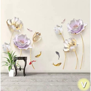 Decal dán tường Hoa sứ trắng