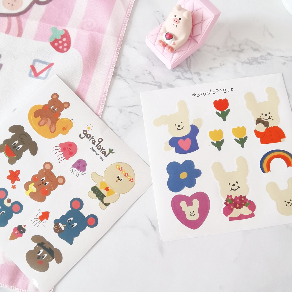 Miếng Dán Flowertree Sticker Hình Động Vật Đáng Yêu Trang Trí Nhật Ký