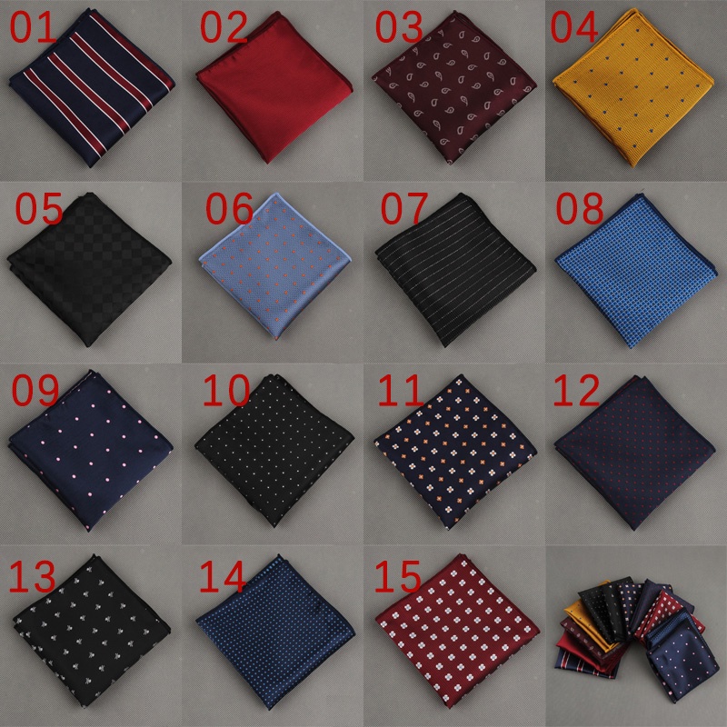 Khăn Tay Vuông 23 * 23CM Họa Tiết Chấm Bi / Kẻ Sọc Bằng Polyester Phong Cách Doanh Nhân Cho Nam