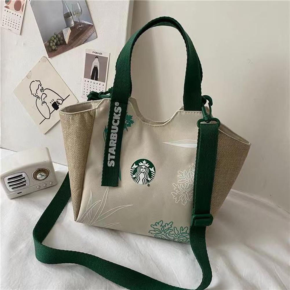 Túi mua sắm/ đựng cơm trưa Starbucks bằng vải canvas tiện dụng