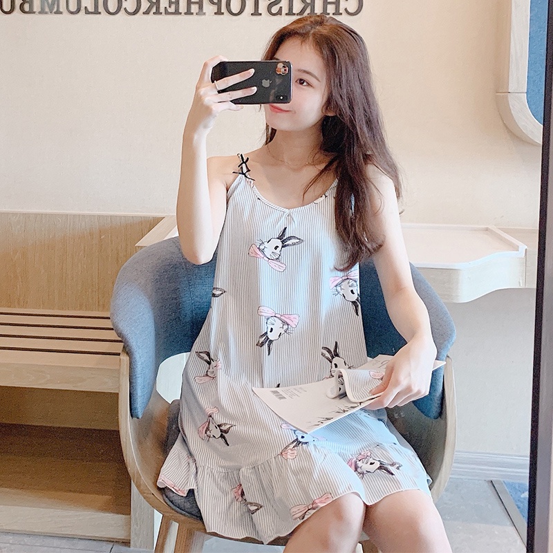 Đầm 2 dây mặc nhà hình thỏ cute Vn29
