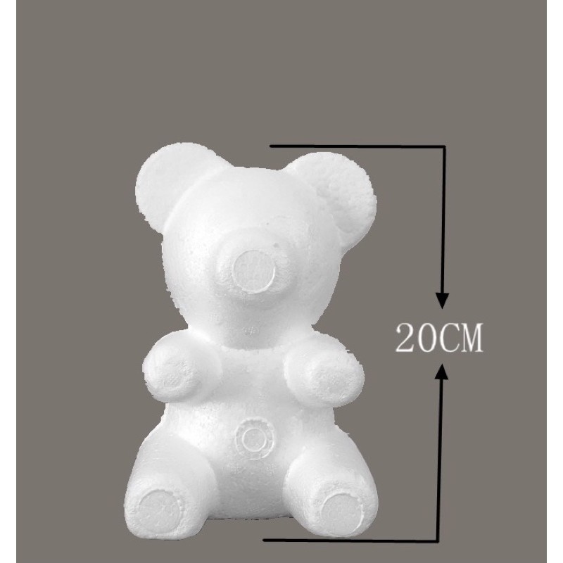 Phôi gấu xốp 20cm ,set 100 hoa hồng xốp gắn trang trí.