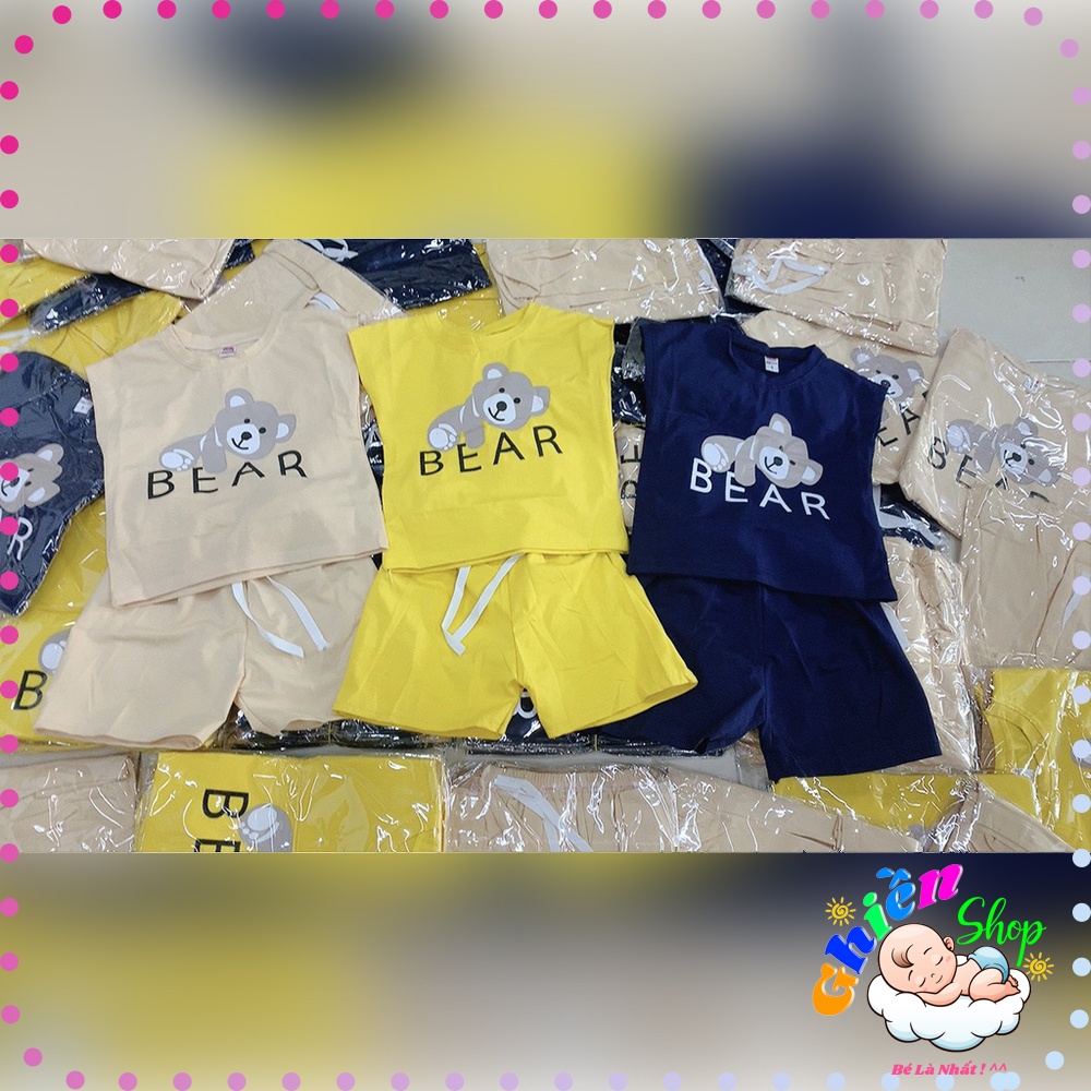 Bộ Ba Lỗ Sát Nách Gấu Bear Kute Chất Thun Lạnh Cho Bé Siêu Mát - GHIỀN SHOP